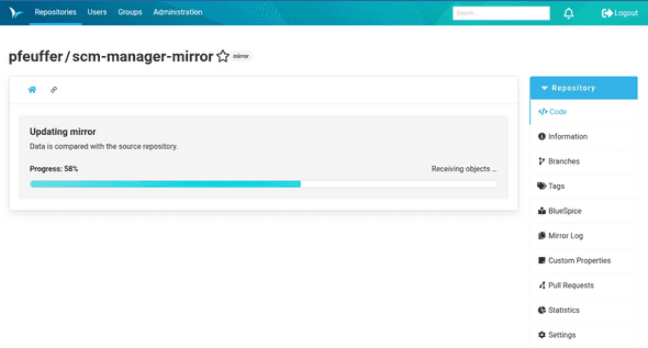 Screenshot of a mirror update