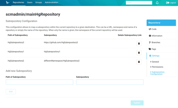 Subrepository Configuration