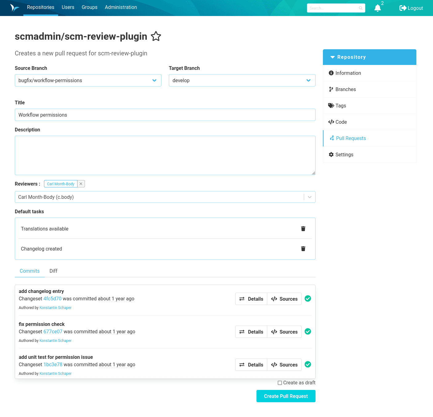 Create a Pull Request SCMManager