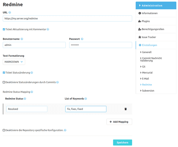 Redmine Konfiguration