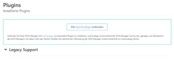Plugin-Center nicht verbunden, Button zur Verbindung mit der cloudogu platform