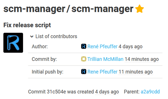 Commit details view