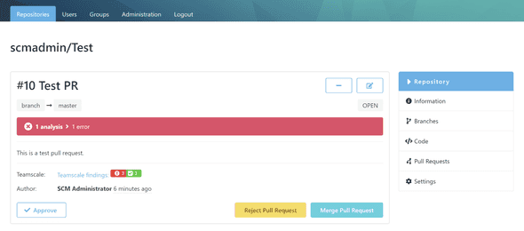 Teamscale Pull Request Findings Badge