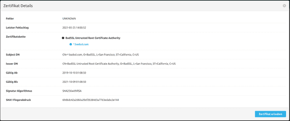 Certificate modal