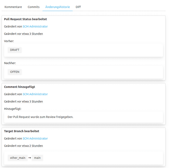 Pull Request Änderungshistorie