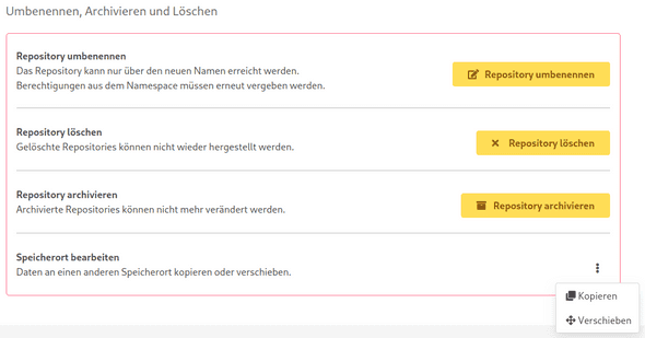 Repository Einstellungen