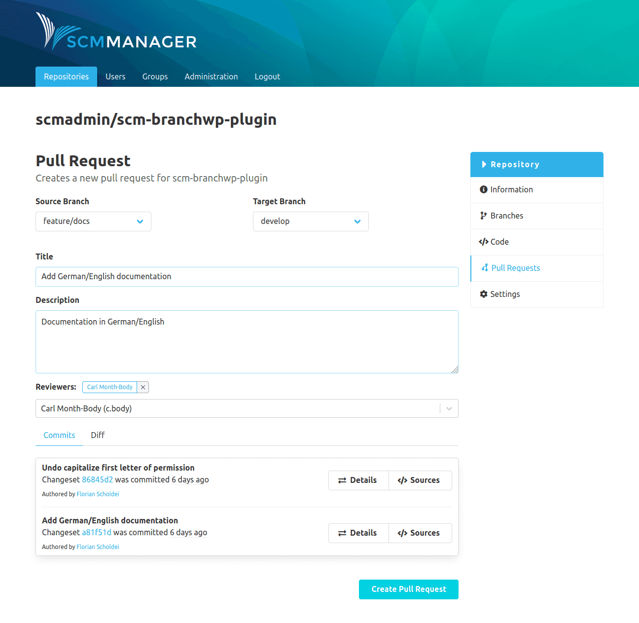 Create a Pull Request SCMManager