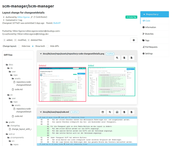 Show file tree and file diffs mode