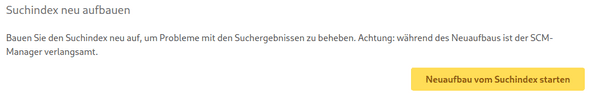 Screenshot der generellen Einstellungen für das erneute Aufbauen des Suchindex