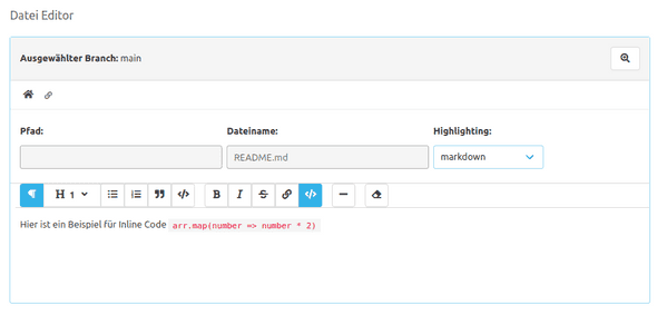 Inline Code Beispiel