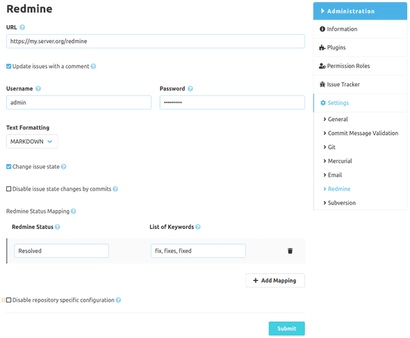 Redmine configuration