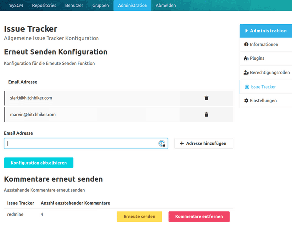 Admin Oberfläche