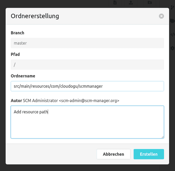 Dialog zum Erstellen von Ordnern