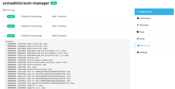 Mirror Log in SCM-Manager for a repository