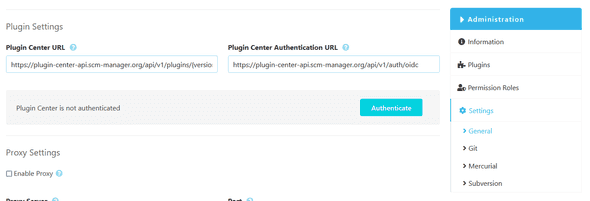 Plugin center settings, not connected to myCloudogu